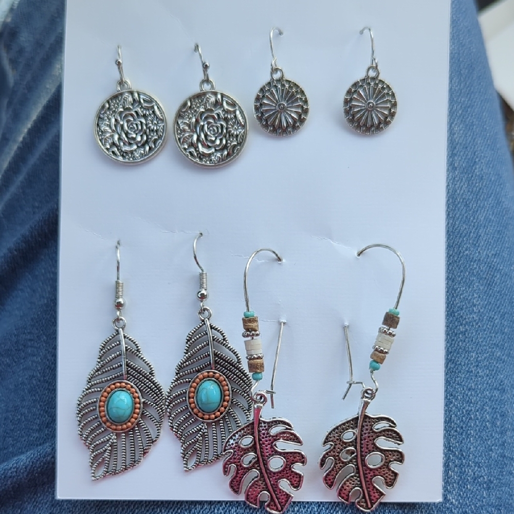 Set Of 4 Boho Style Earrings